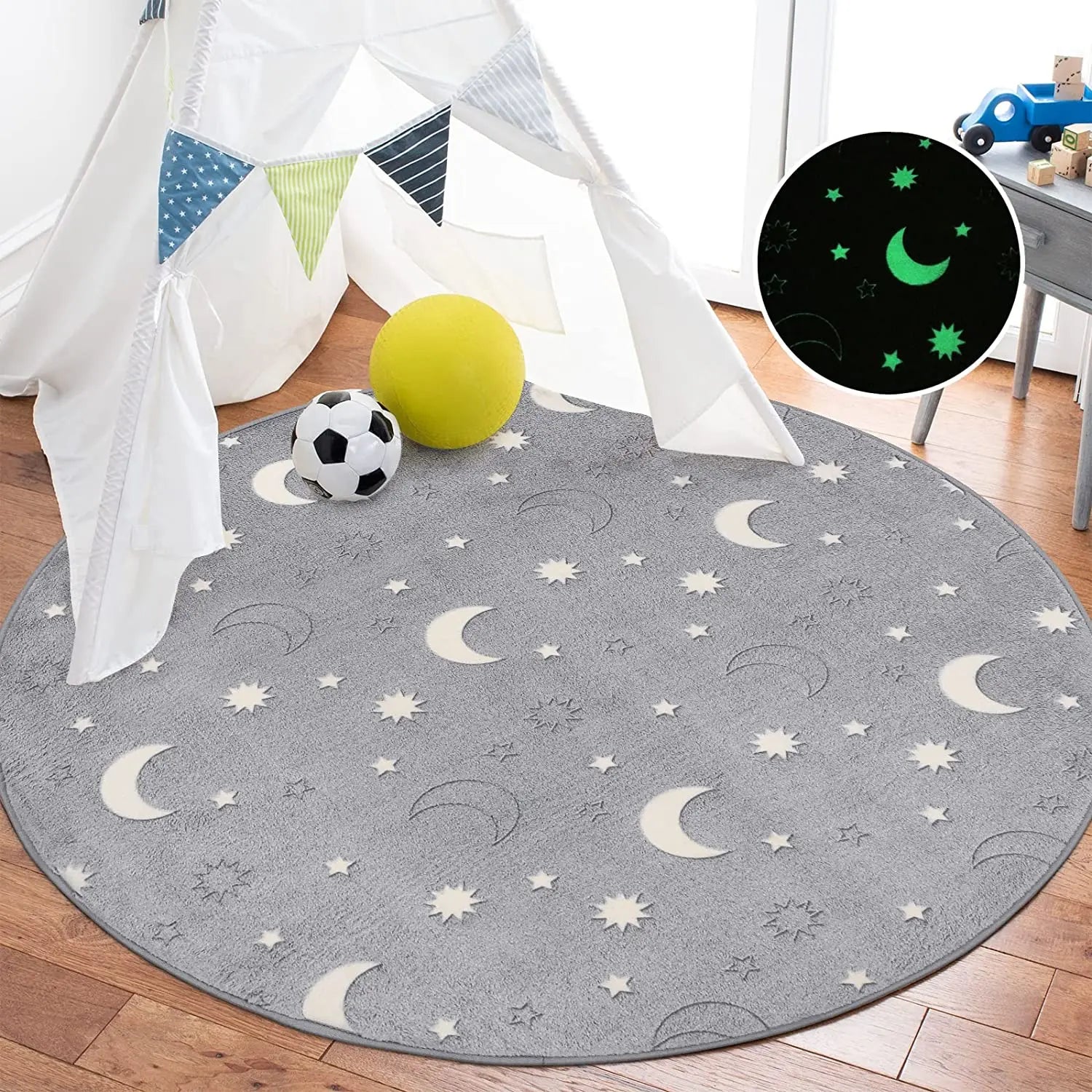 Soft Christmas Decor Area Rug with Glowing Stars Non-Slip Accent Carpet for Living Room and Kids Bedroom Home Floor Mat