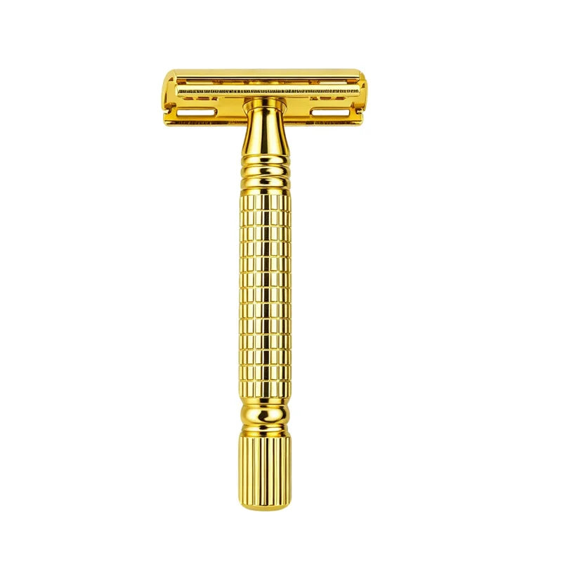 Gold Color Safety Twin Blade Razor for Men-Face Body Bikini & Underarm Shaving with Travel Mirror Box