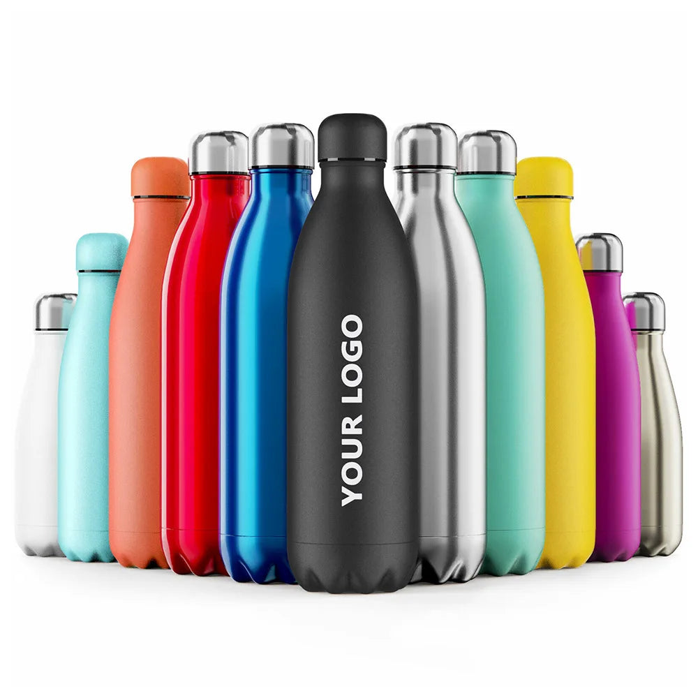 Wholesale Food Grade Cola Shape Double Wall Vacuum Insulated Drinking Bottle Stainless Steel Water Bottles Tazas Aislantes