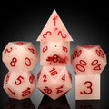 Ice Cream Game Sharp Edge DND Dice Set 7-Piece Epoxy Resin 18mm 36g with Metal Gift Case (Strawberry)