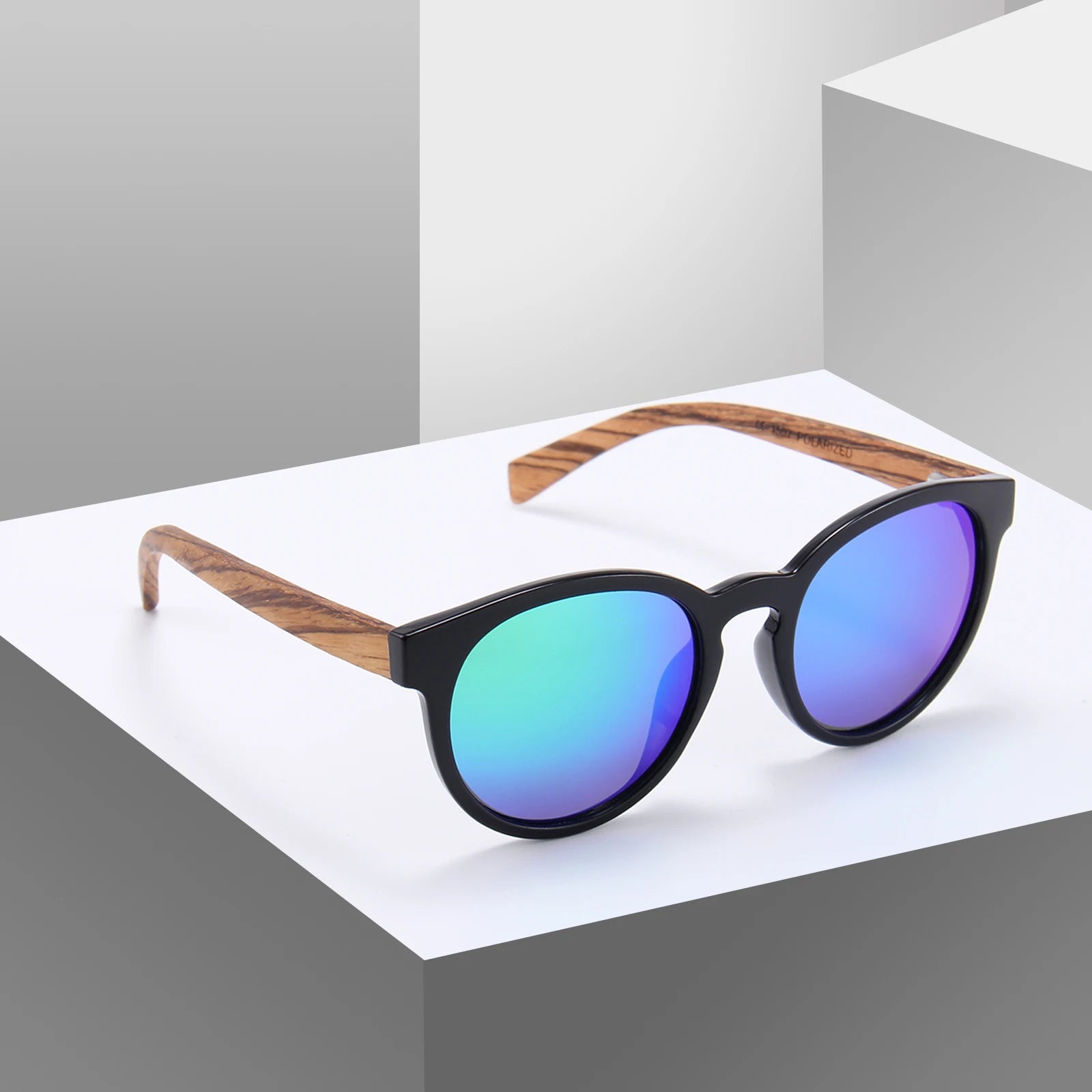 CONCHEN Design Competitive Price Unique Round Frame Polarized Sun Glasses Mirror Shades Wood Sunglasses Men