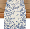 Monochrome Sketch Birds  Flowers Summer Table Runner Seasonal Spring Fall Kitchen Dining Table Decoration for Home Party Decor