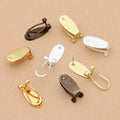 Original Brass Stud Earrings Post Pins Hook with Ear Clip Base Setting Earring DIY Jewelry Accessories