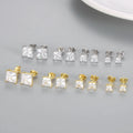 Fashion Earrings Jewelry Women 925 Sterling Silver Minimalist Luxury Square Zircon Stud Earrings Piercing Jewelry Wholesale