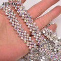 JUNAO Top Quality SS16 Sewing Glass Rhinestone Chain Fabric Crystal Ribbon Trim Strass Banding for DIY Crafts