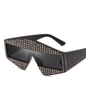 Personality Sunglasses With Diamonds Polygonal Sunglasses Novelty Oversized Glasses Big Frame Full Frame Retro Uv400 Sunglasses