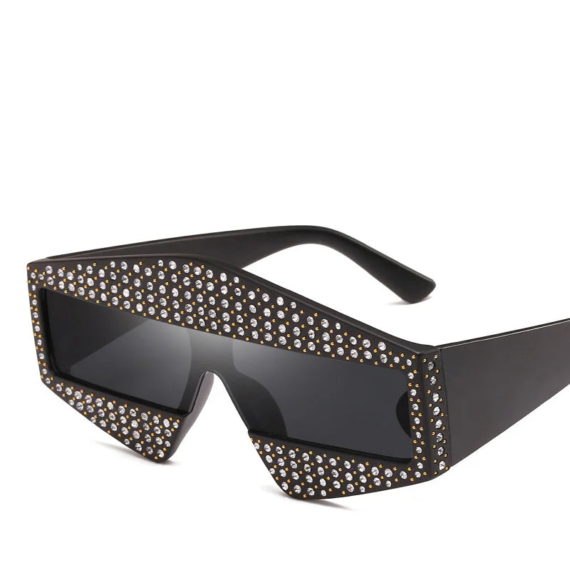 Personality Sunglasses With Diamonds Polygonal Sunglasses Novelty Oversized Glasses Big Frame Full Frame Retro Uv400 Sunglasses