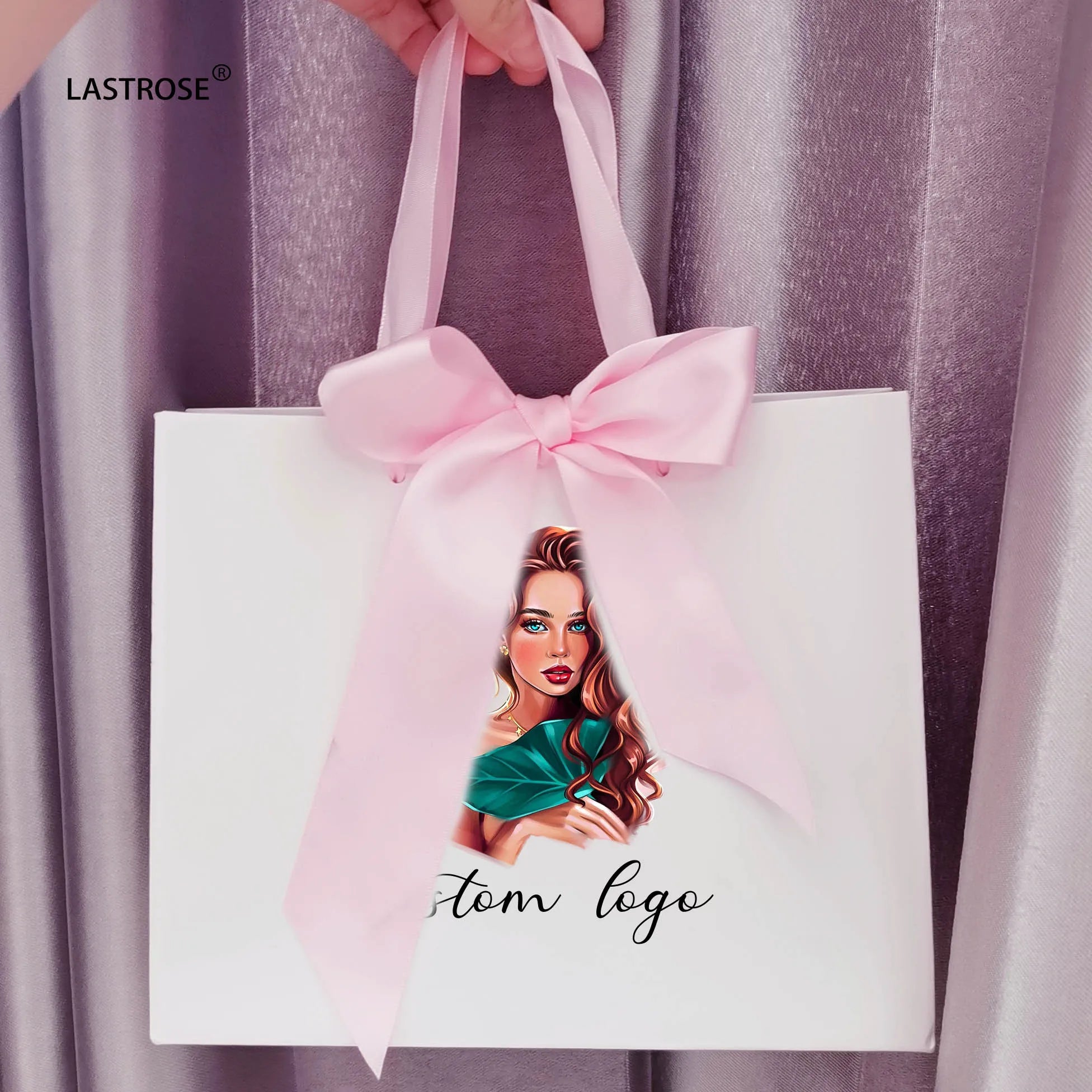 Paper Lashpackaging Bags Mini Handbag Lashes Gift Bag with Ribbon Bow pink Black Shopping Bags