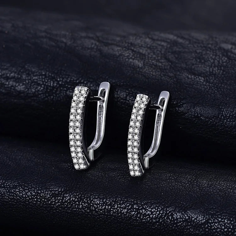 Poliva 925 Sterling Silver Rhodium Gold Plated Simple Pave Setting Diamond English Lock Earrings for Women Trendy Style Zircon
