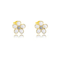 Hot Selling Women Dainty 925 Sterling Silver Gold Plated Flower Enamel Zircon Stud Earring