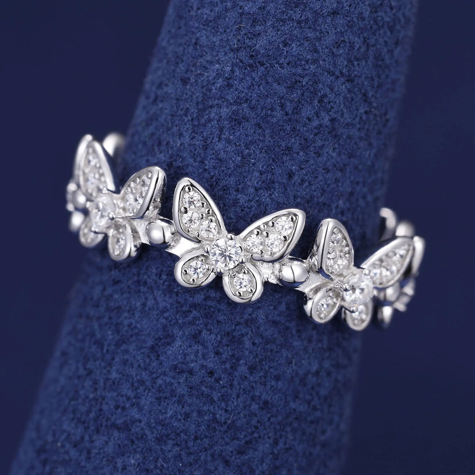 Hip Hop Jewelry Fashion Design Adjustable Ring 925 Sterling Silver Wholesale Butterfly Moissanite Ring for Women