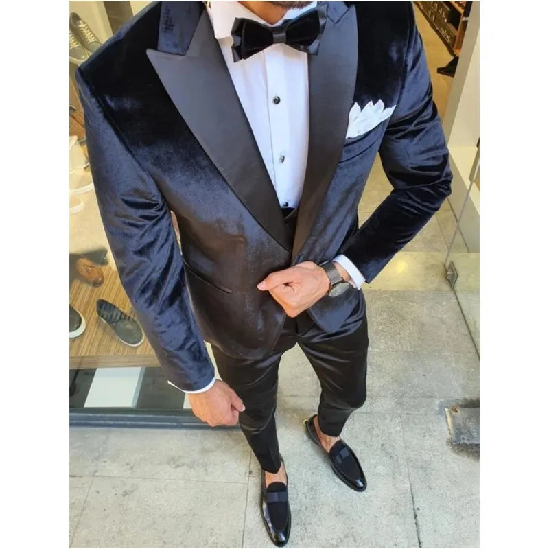 New 2025 Men Suits Custom Made Vintage Wedding Party Formal Groom's Suit 3 Pieces  ( Jacket + Pants + Vest)tuxedo Blazer Sets