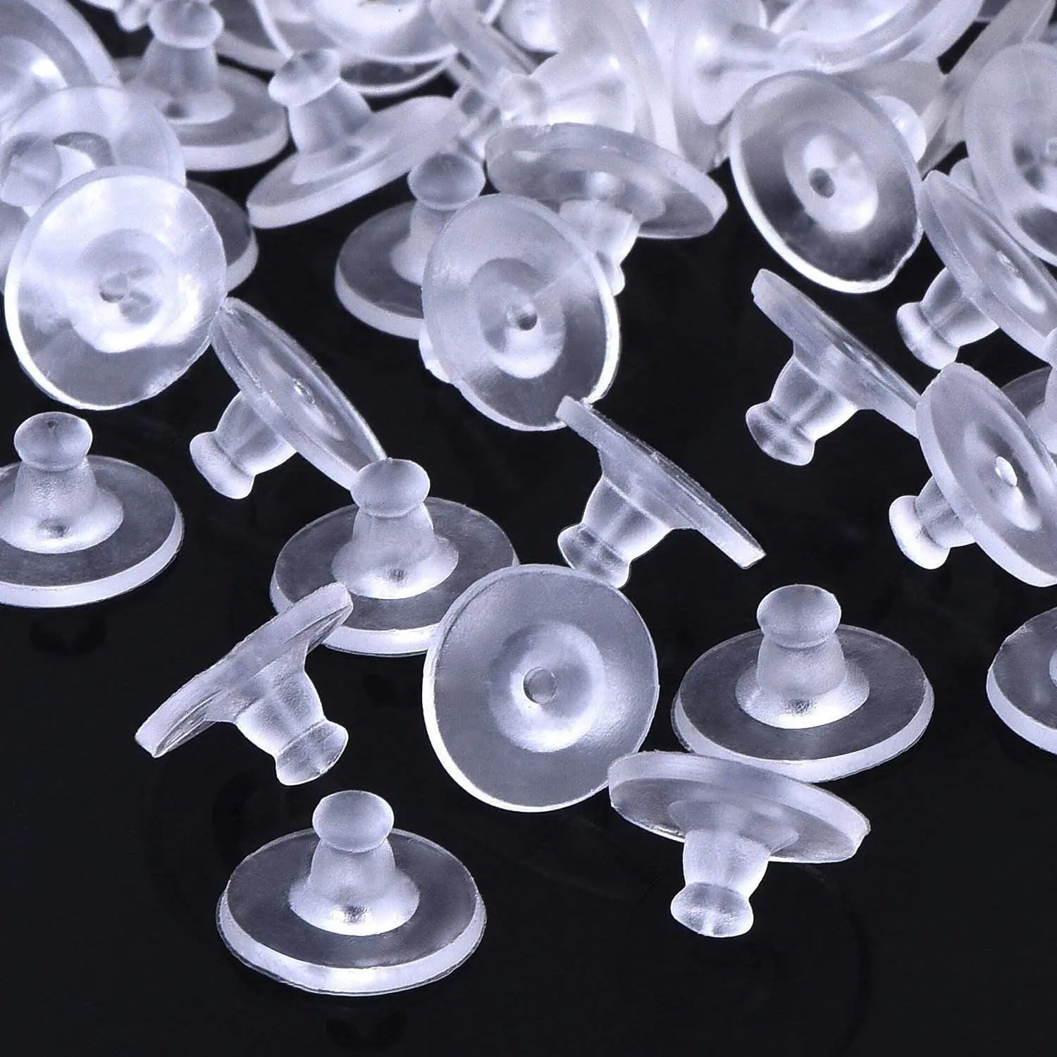 Earring Backs Replacements Hypo-Allergenic Rubber UFO Earring Stoppers(Silver and Gold)