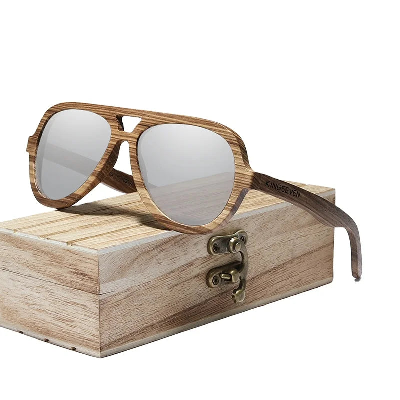 KINGSEVEN New Natural Wood Sunglasses Full Frame 100% Handmade Polarized Mirror Coating Lenses Eyewear Accessories G5965