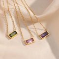 Dreamshow Tiny Rectangular 18K Gold Plated Zircon Pendant Choker Necklace Diamond Pendant Necklace