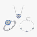 925 Sterling Silver Sparkling Blue White CZ Evil Eyes Necklace Rings Trendy Bracelets for Women Fine Jewelry Sets