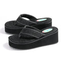 Autumn Collection Famous Designer's Thick Soled Wedge-Soled for Slippers Denim Flip Flops for Women Chaussures Pour Femmes Brand