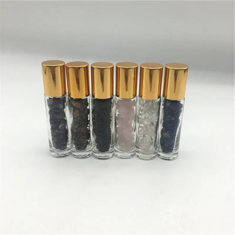 Crystal Gemstone Perfume Essential Oil Bottle Crystal Roller Ball Bottle for Massage