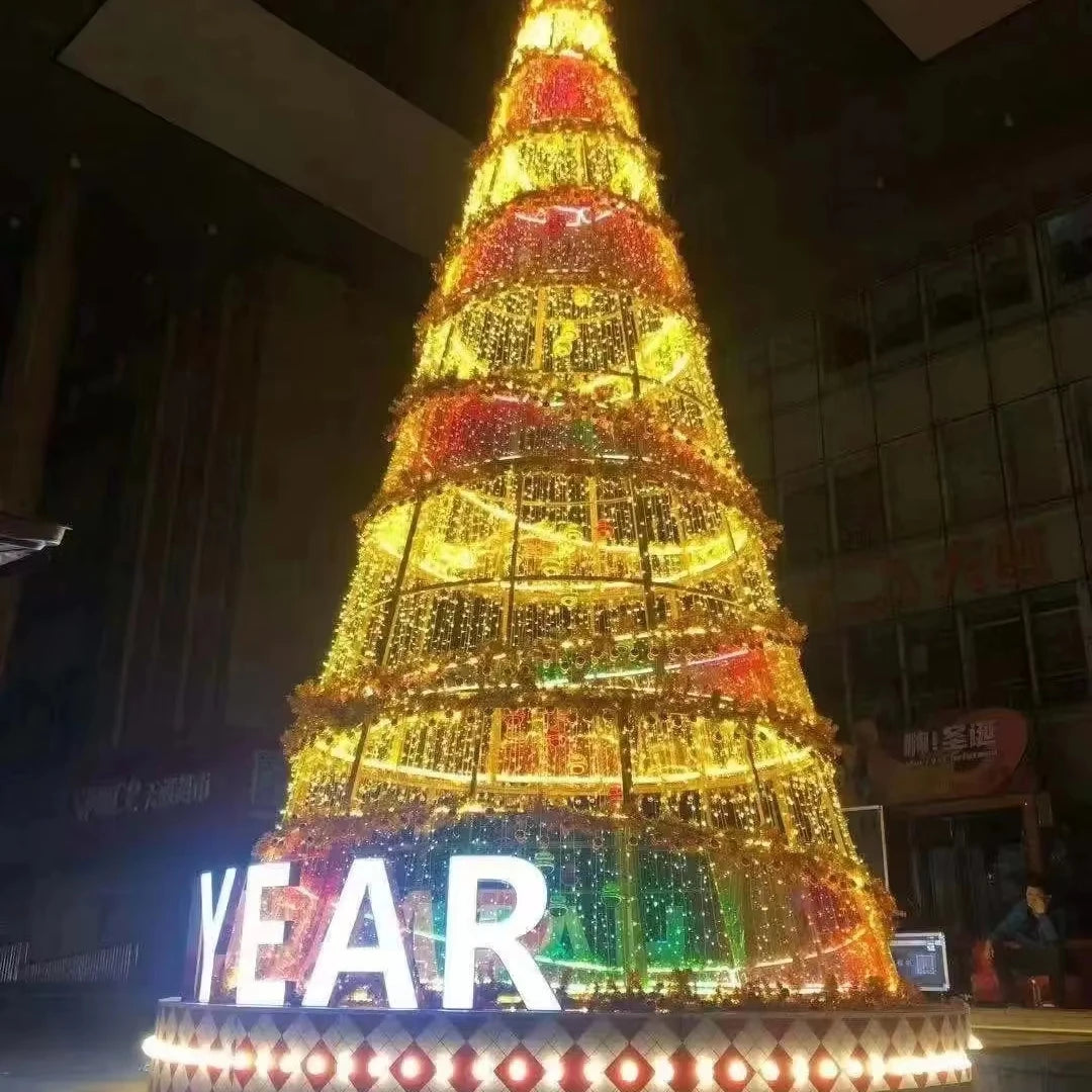 Custom Large Acrylic Christmas Tree Giant Solar-Powered LED Lights for Holiday Celebrations at the Mall
