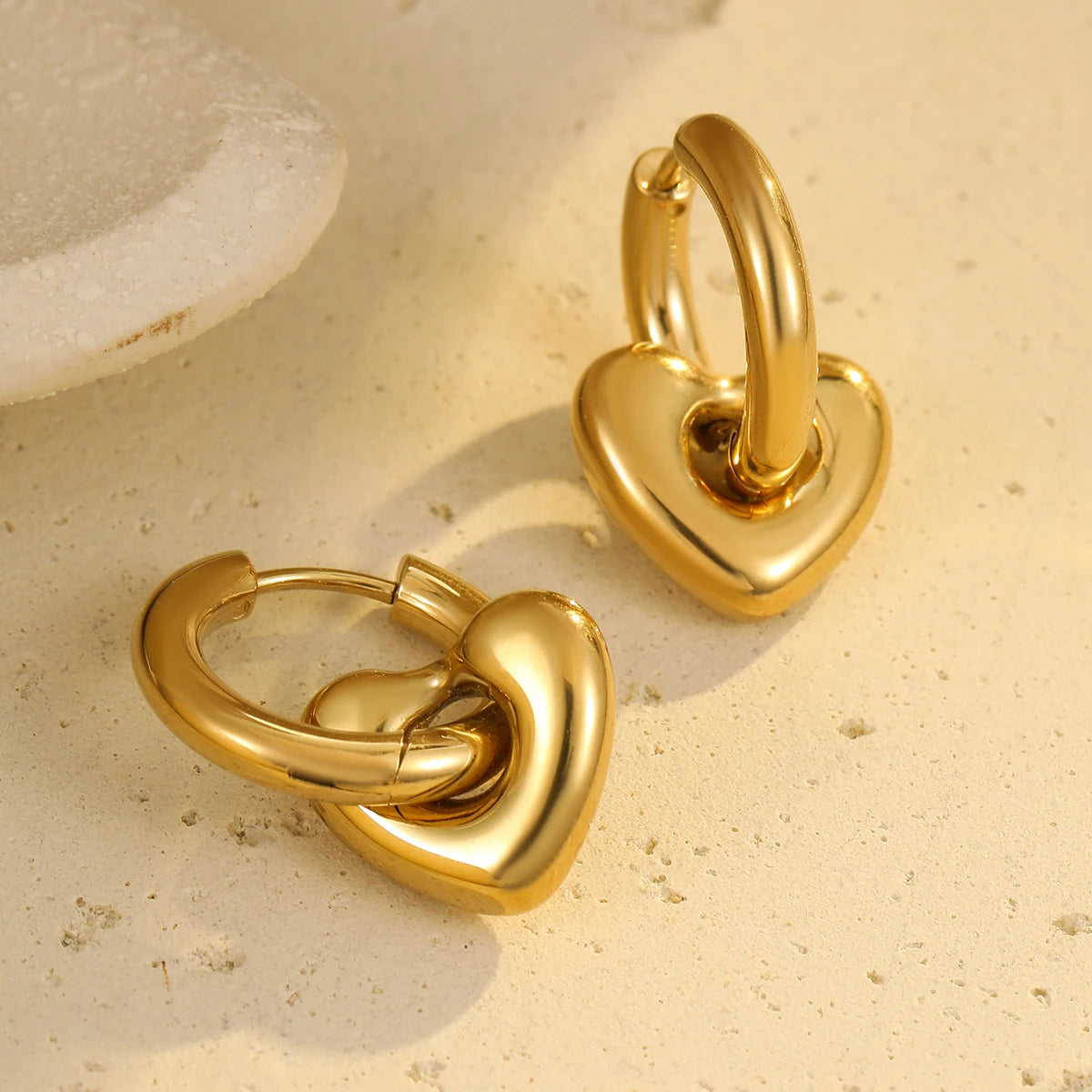 Stainless Steel Hoop Earrings Dainty Anti Allergy Double Circle Star Heart Charm Drop Huggie Earrings for Women Jewelry