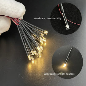 20pcs Plastic Pre Wired 3mm Led Lamp Light Set 12V ~ 18V NEW Warm White for DIY Model Diorama Building