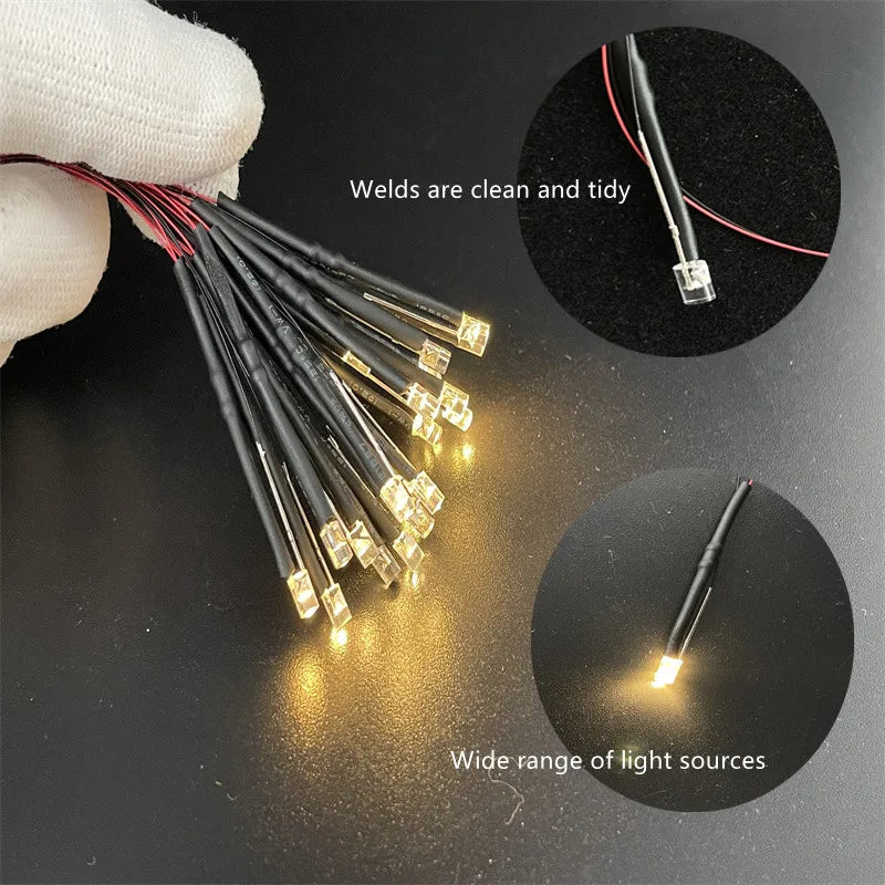 20pcs Plastic  Pre Wired 3mm Led Lamp Light Set 12V ~ 18V NEW Warm White for DIY Model Diorama Building