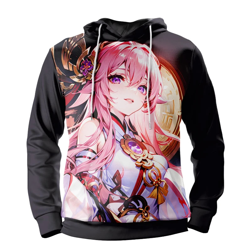 Custom Hoodie Manufacturer 3D Printed Sweatshirt 100% Polyester Hoodie Game Genshin Hoodie  Cosplay Hooded Sweatshirt