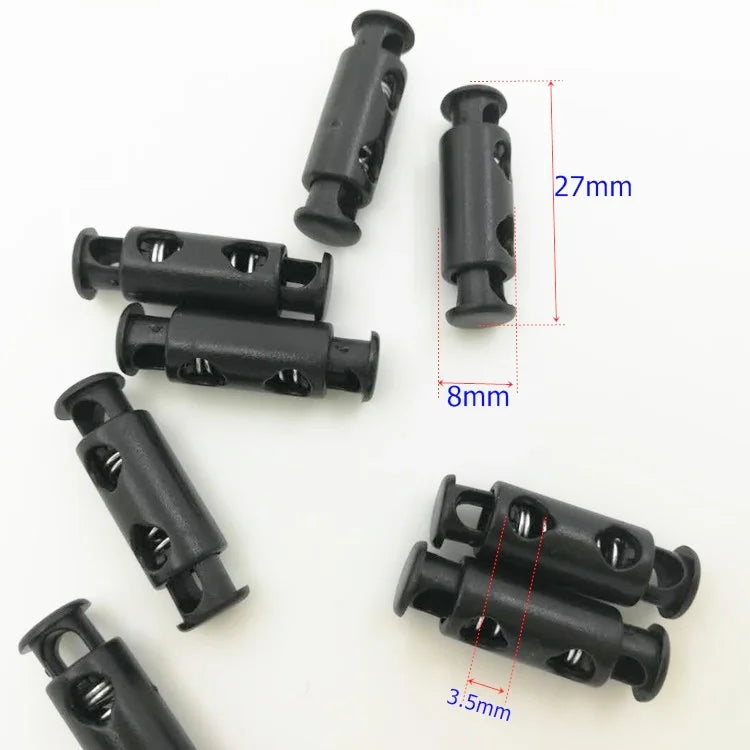 Fashion Black 27x8mm POM Garment Accessory Rope Stoppers Toggle Buckles 2 Hole Cord Stopper