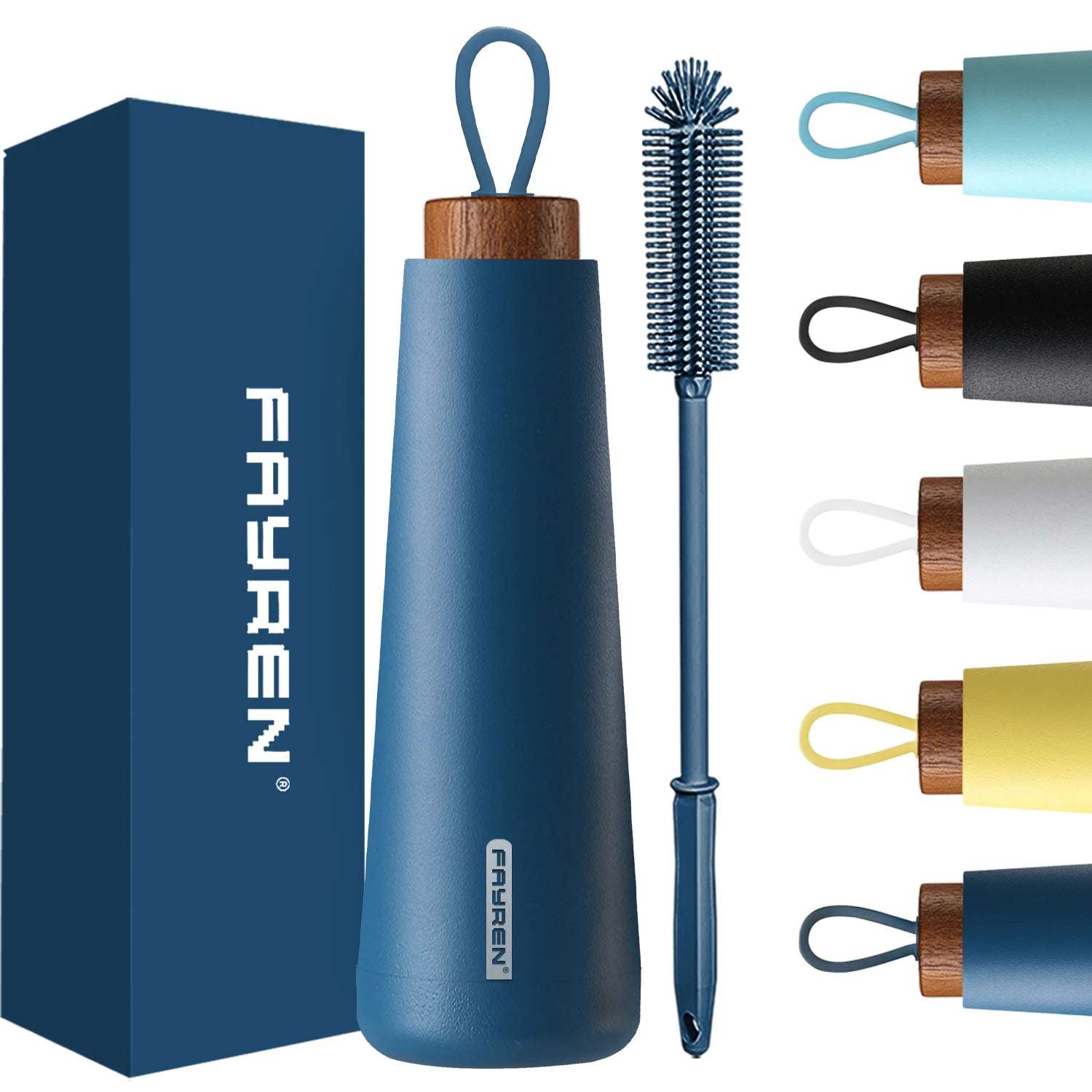 Double Wall Stainless Steel Vacuum Insulated Water Bottle Wood Grain Lid Eco-Friendly for Light Keeps Hot/Cold Drinks