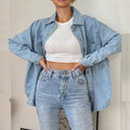 New Design 2022 Spring Denim Shirt Coat Women Long Sleeve Pocket Cardigan Streetwear BF Jean Jacket Harajuku Cowboy Outwear Tops
