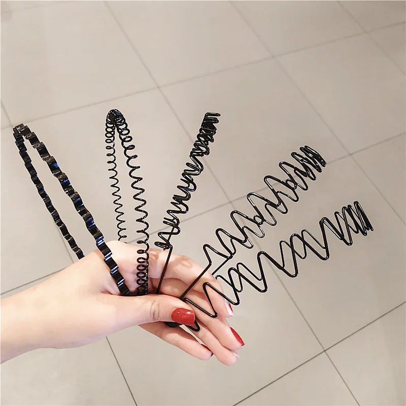 Fashion Mens Women Unisex Black Wavy Hair Head Hoop Band Sport Headband Washing Hairband Hair Styling Tools Accessories