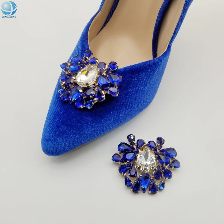 Wedding Bridal Metal Rhinestone Shoe Buckle Charms Removable Crystal Shoe Clip Accessories Decoration