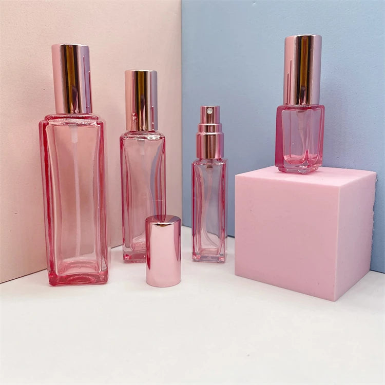 4ml 9ml 20ml 30ml Rose pink Square Rectangle Shape Refill Perfume Atomizer Spray Bottle