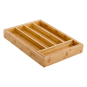 Promotional Top Quality Adjustable Knife and Fork Storage Organizer Bamboo Adjustable Cutlery Tray for Drawer