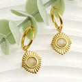 Designer Waterproof Stainless Steel 18k Gold Plated Cat's Eye Stone Charm Earring Popular Brands Jewelry Women