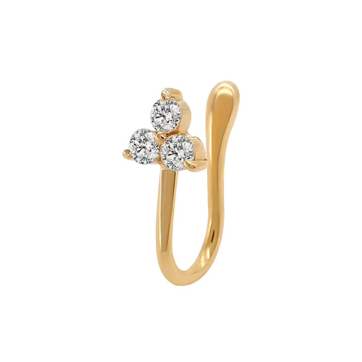 Pure Gold Jewelry Zircon Piercing Jewelry Nose Cuffs Clip on Hinged Gold Nose Rings for Girl