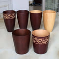 Vintage Wood Grain Big Belly Japanese Eco-Friendly Wooden Coffee Tea Mug with Custom Logo