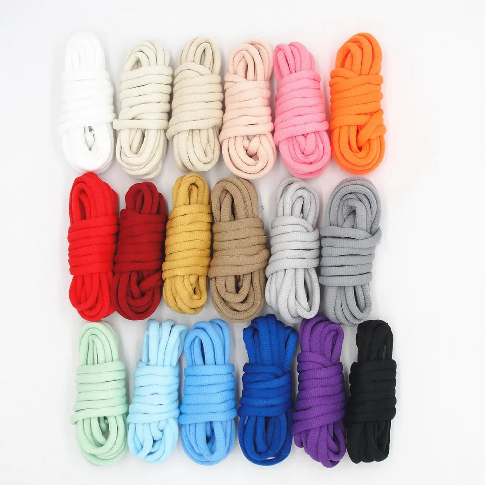 Wholesale Half Oval Thick Polyester Printed Sport Braided Shoelaces Transparent Tips 7mm Width 140-180cm Lengths Various Colors