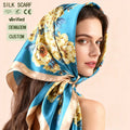 QL Women's Big Square Scarf 90*90cm Polyester Custom Design Polka Dot Plaid Printed Light Luxury Scarf Hijab