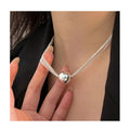 925 Sterling Silver Multi-layer Chain Round Ball Pendant Necklaces for Women Fine Jewelry