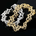 Unisex Iced Thorns Bracelet with Zircon Cuban Chain Streetwear Barbed Wire Bramble Men's Zirconia Bangle Jewelry