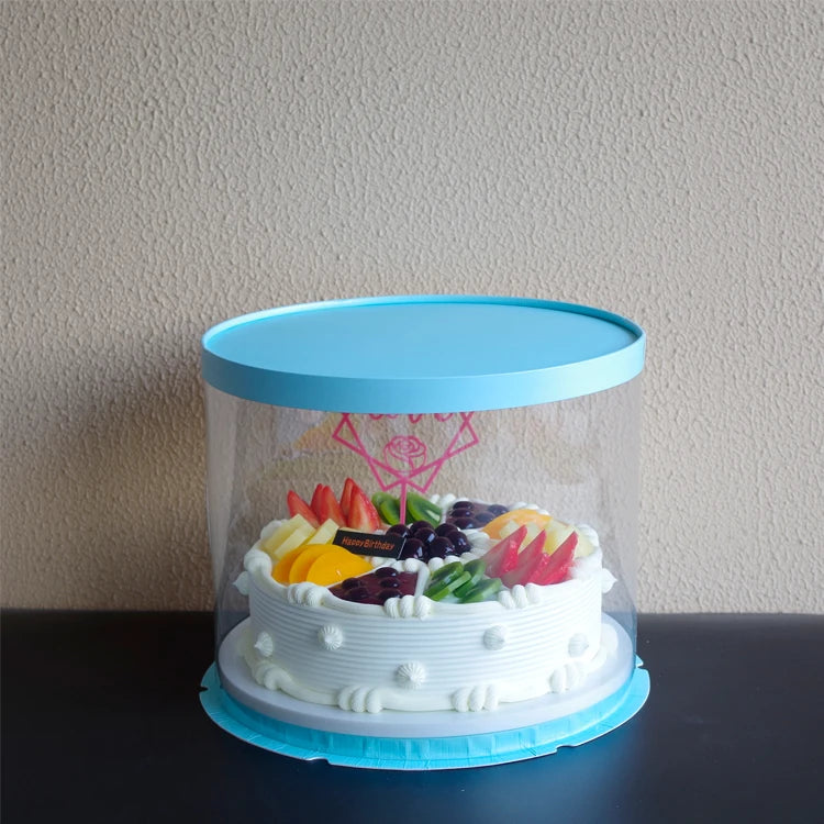 1 Carton 12 Sizes Available Wholesale Blue Round Clear Cake Box for Cake Package