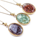 Natural Healing Crystal Stone Pendant Necklace Oval Cut Faceted Pendant Polished Stone Drift Bottle Necklace