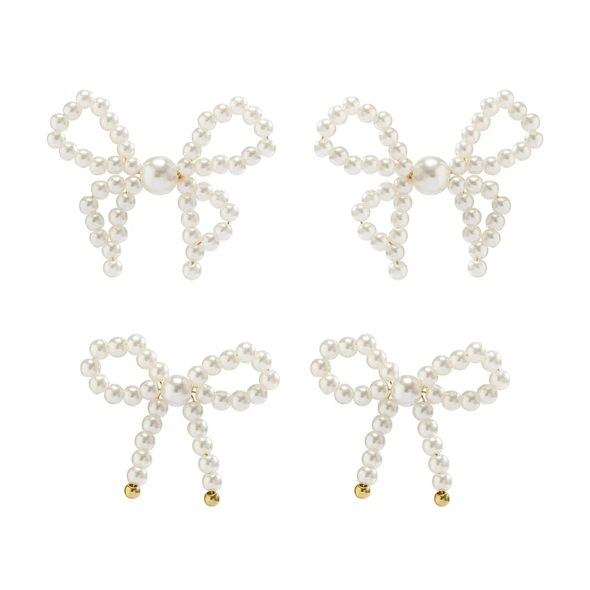 Fashion Cute Bow Knot Tassel Pearl Ribbon Bowknot Dangle Drop Earrings for Women Gift  Party Jewelry