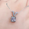 CAOSHI Simple V Shape Zircon Shine Ladies Necklace for Women 10mm Stone Silver Color Link Chain Girls Pendant Jewelry Necklaces