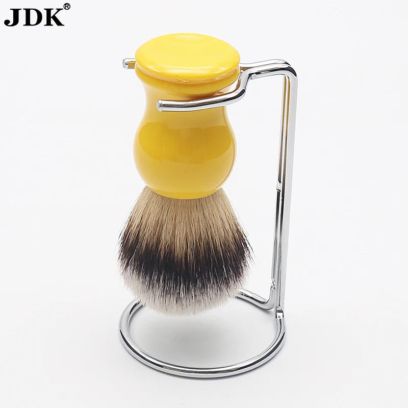 Promotion 2pcs Shaving Brush Set Synthetic Hair Knot Brush with Metal Stand Kit
