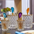 Luxury Elegant Gold Agate Household Toothpick Cotton Container Jewelry Storage Box Glass Candy Jar