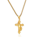 Popular Unisex Jewelry Prayer Hand Necklace Stainless Steel Cross Pendant Necklace
