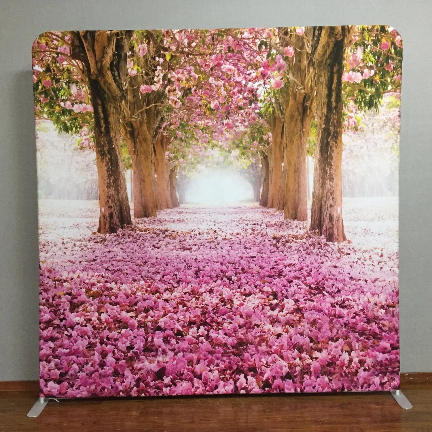 Hot Sale Foldable Modern 8ft Square Wedding Event Display Aluminum Frame Fabric Cover Backdrop Stand Easy Assembly UV Coated
