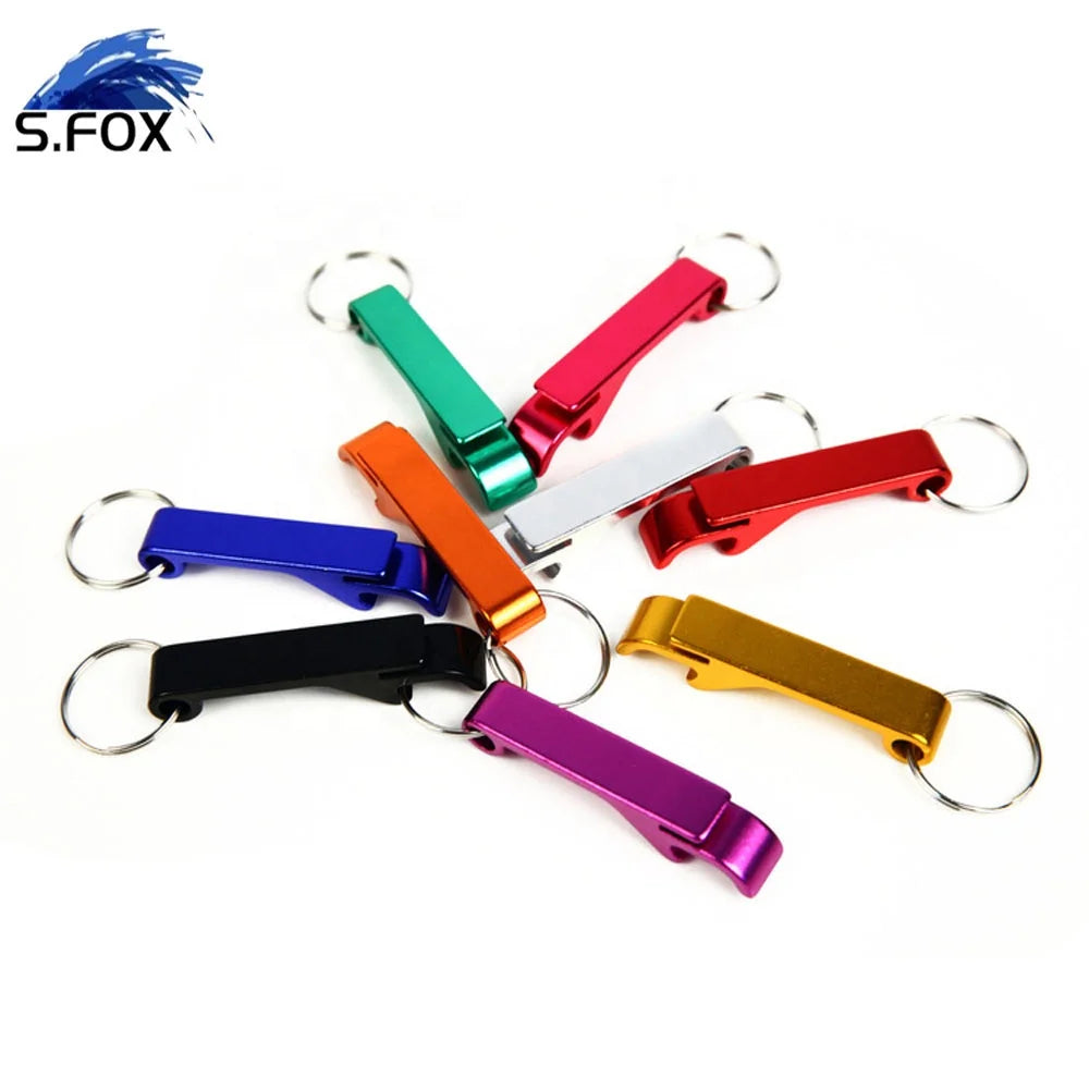 Multi Color Stock Exhibition Gift Custom Logo Aluminum Key Ring Beer Bottle Opener